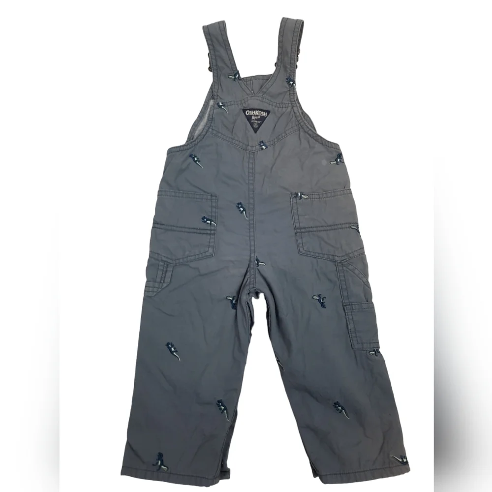 Oshkosh B'Gosh Vestback Carpenter Overalls Embroidered Dinosaurs 18 Months Boys‎